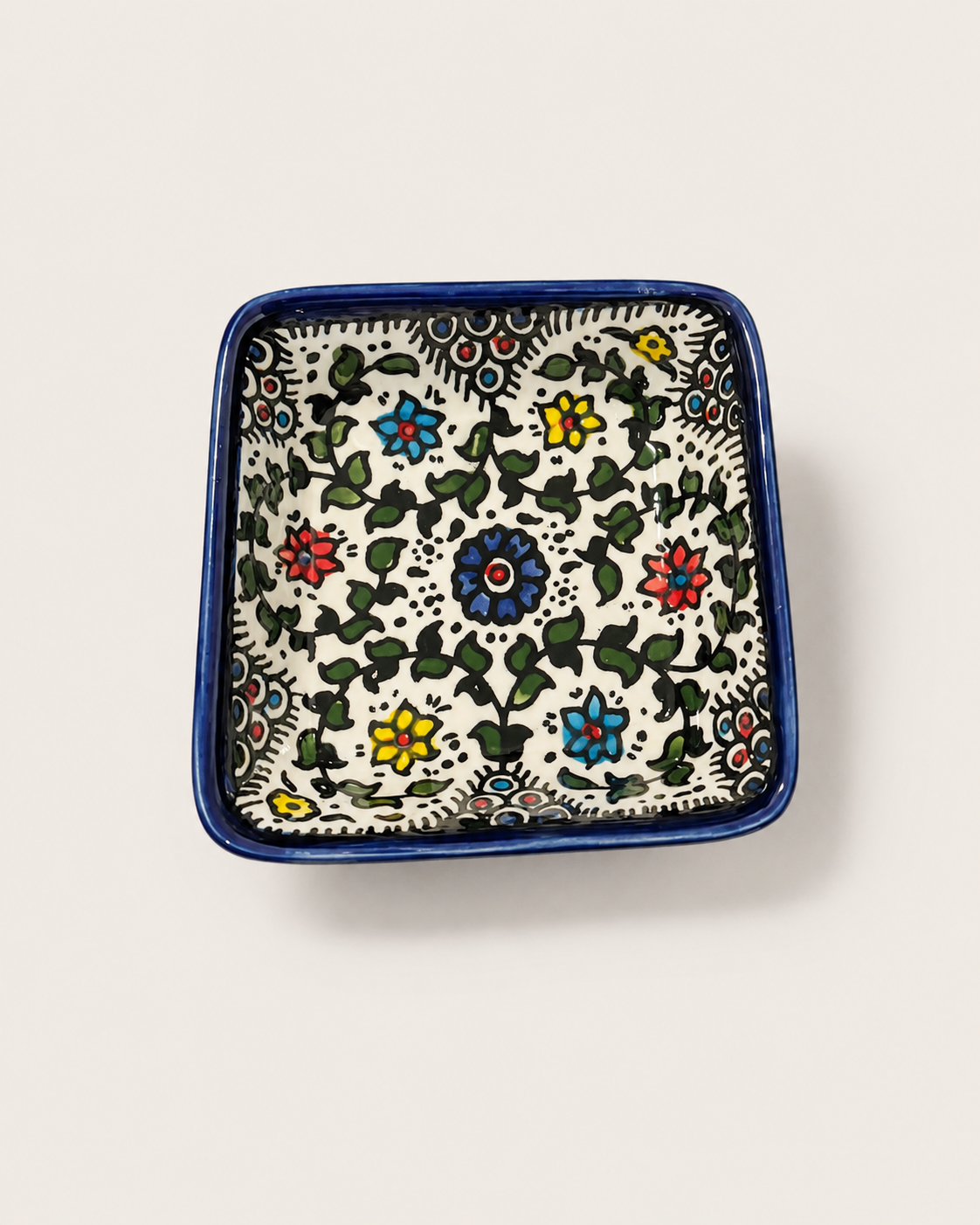 Palestinian Hand-Painted  Hand-Made Ceramic Square Bowl