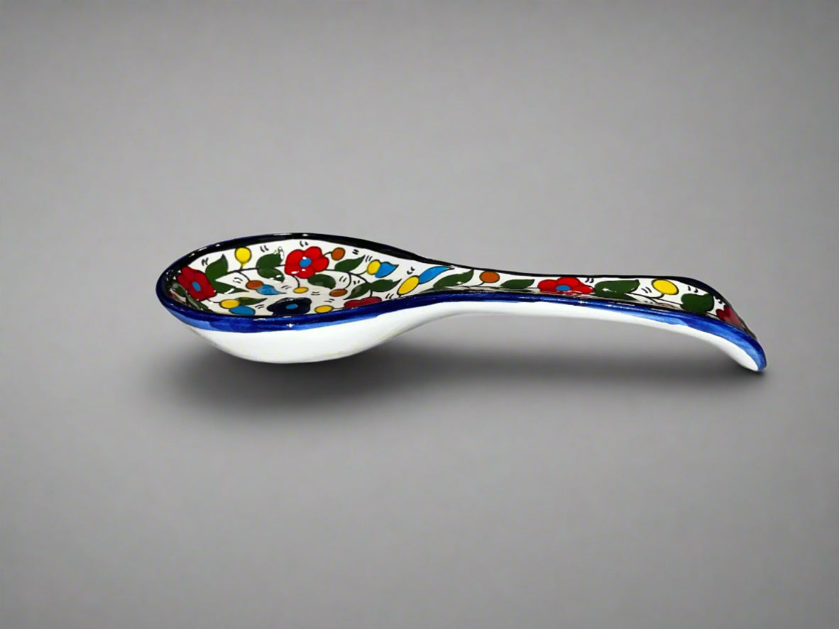 Handcrafted Ceramic Spoon Rest – Wide Mouth Size | Multiple Patterns