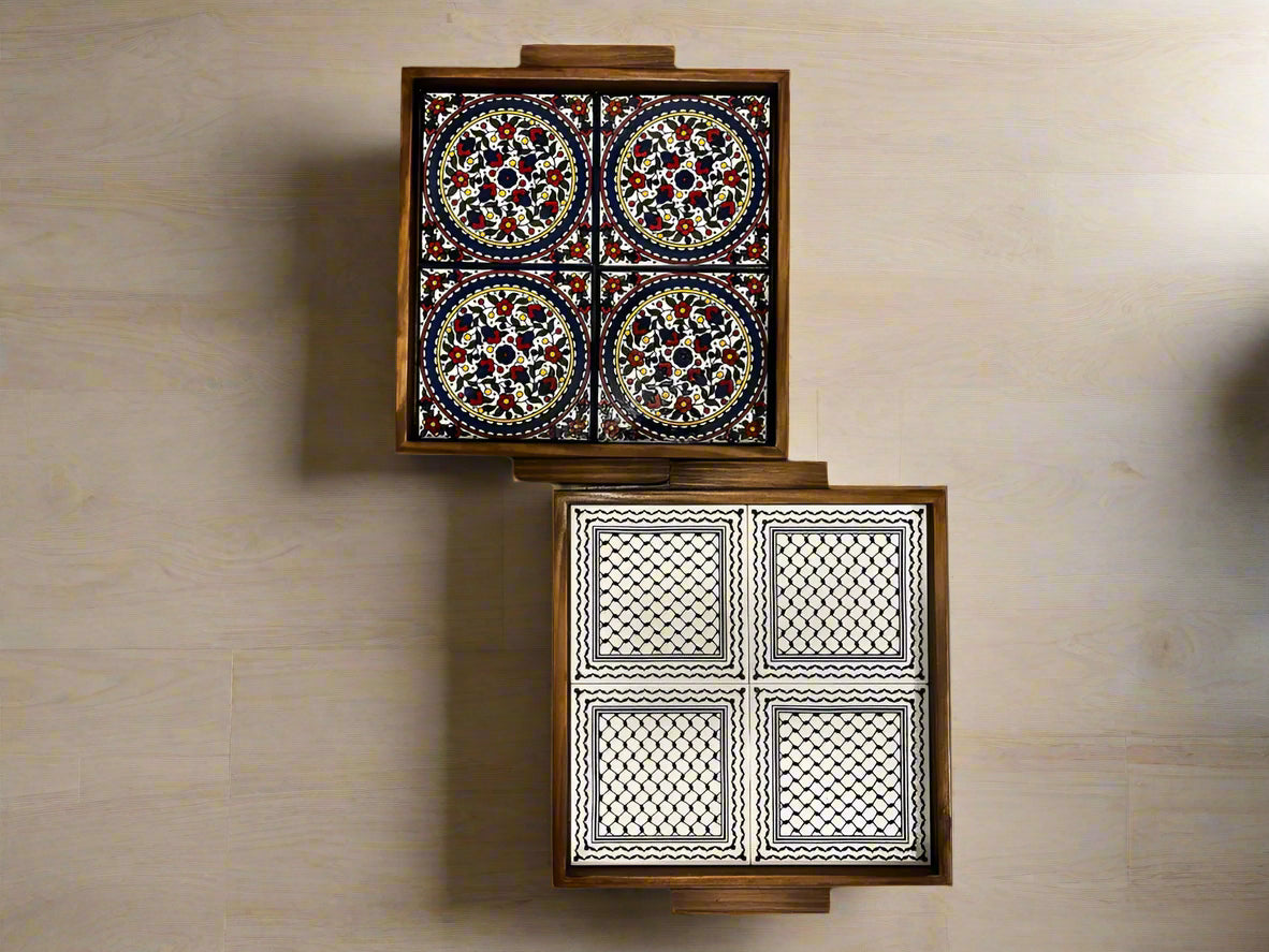 Square Serving Board (Tray) - Ceramic and Wood