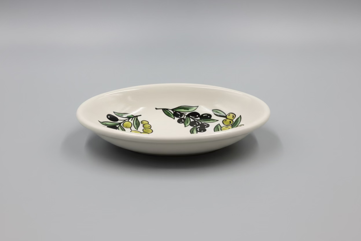 Handmade Ceramic Appetizer Serving Plate  | Palestinian Pottery, Food-Safe, Olive Harmony Design