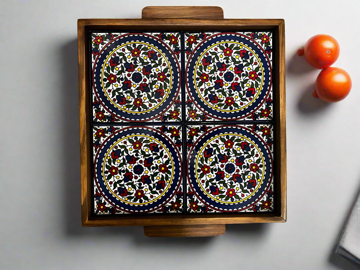 Square Serving Board (Tray) - Ceramic and Wood