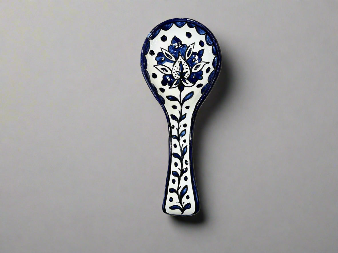 Handcrafted Ceramic Spoon Rest – Wide Mouth Size | Multiple Patterns
