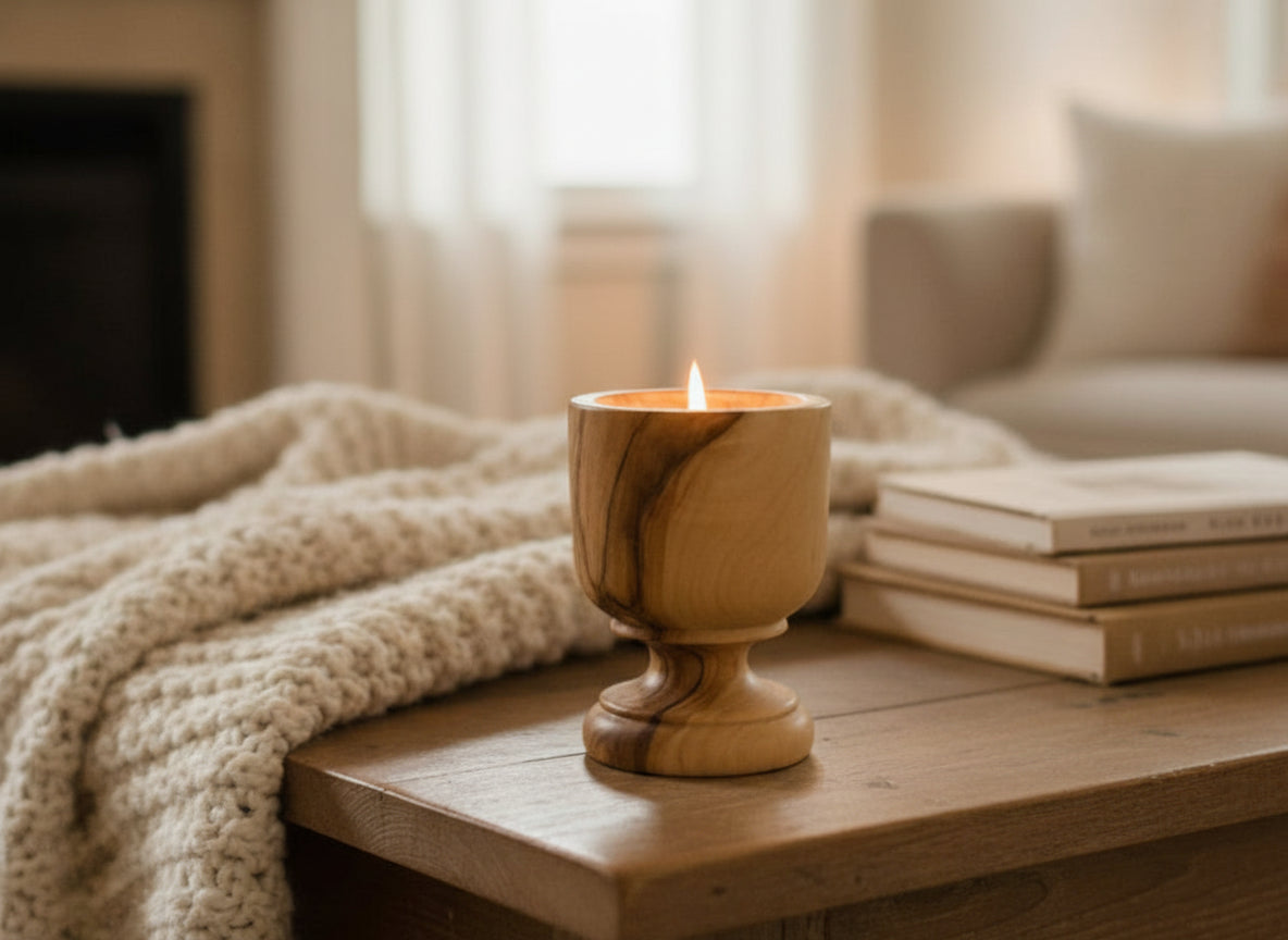 Handmade Olive wood candle Holder made in Palestine Perfect for Holiday Gift