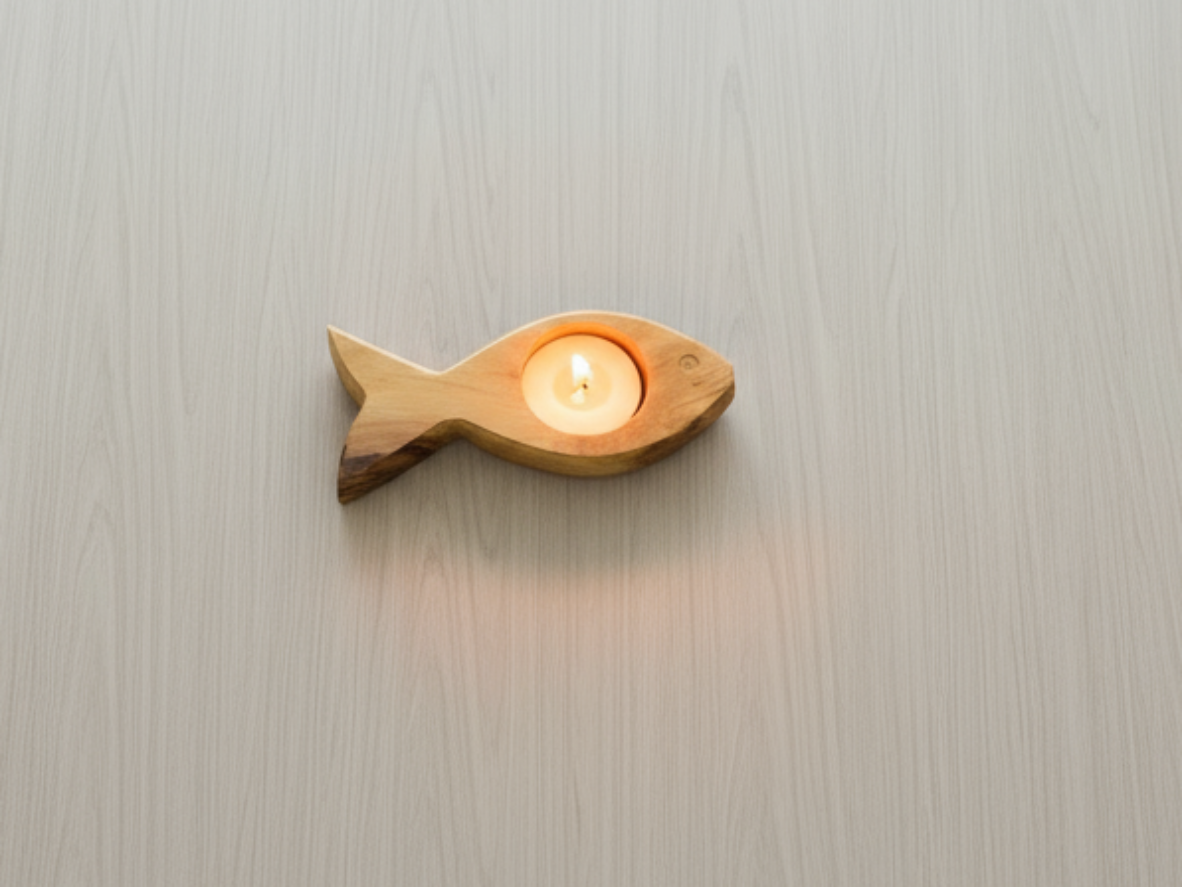 Handmade Olive wood Candle holder from Holy land Palestine 
