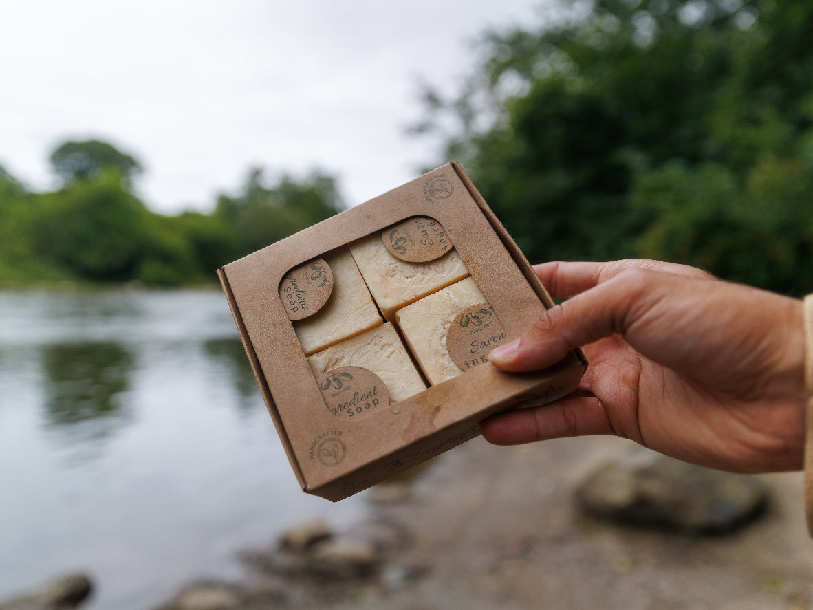 Eco-friendly packaged olive oil soap bar, handmade for nourishing skincare