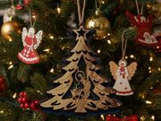 Olive wood Bethlehem ornament gift set from the Holy Land, perfect for Christmas or religious celebrations.