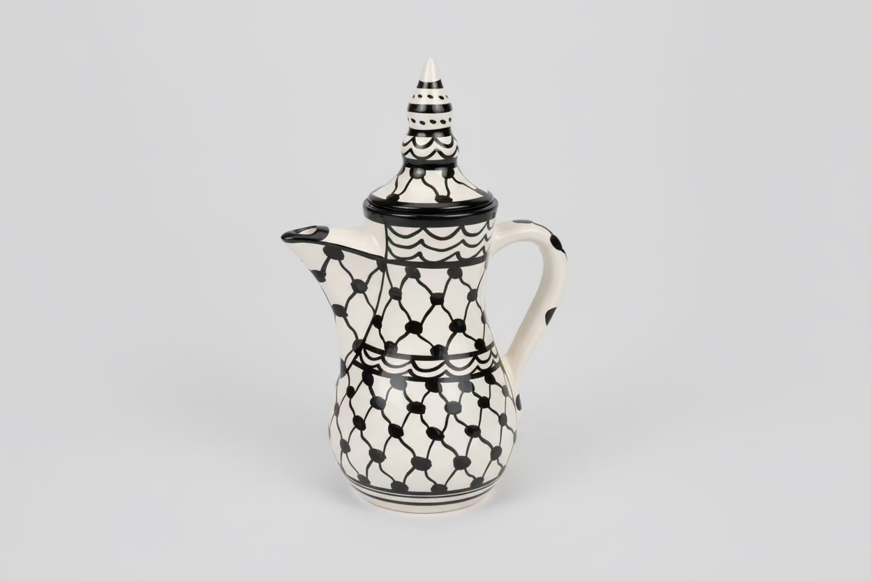 Black and white patterned teapot 