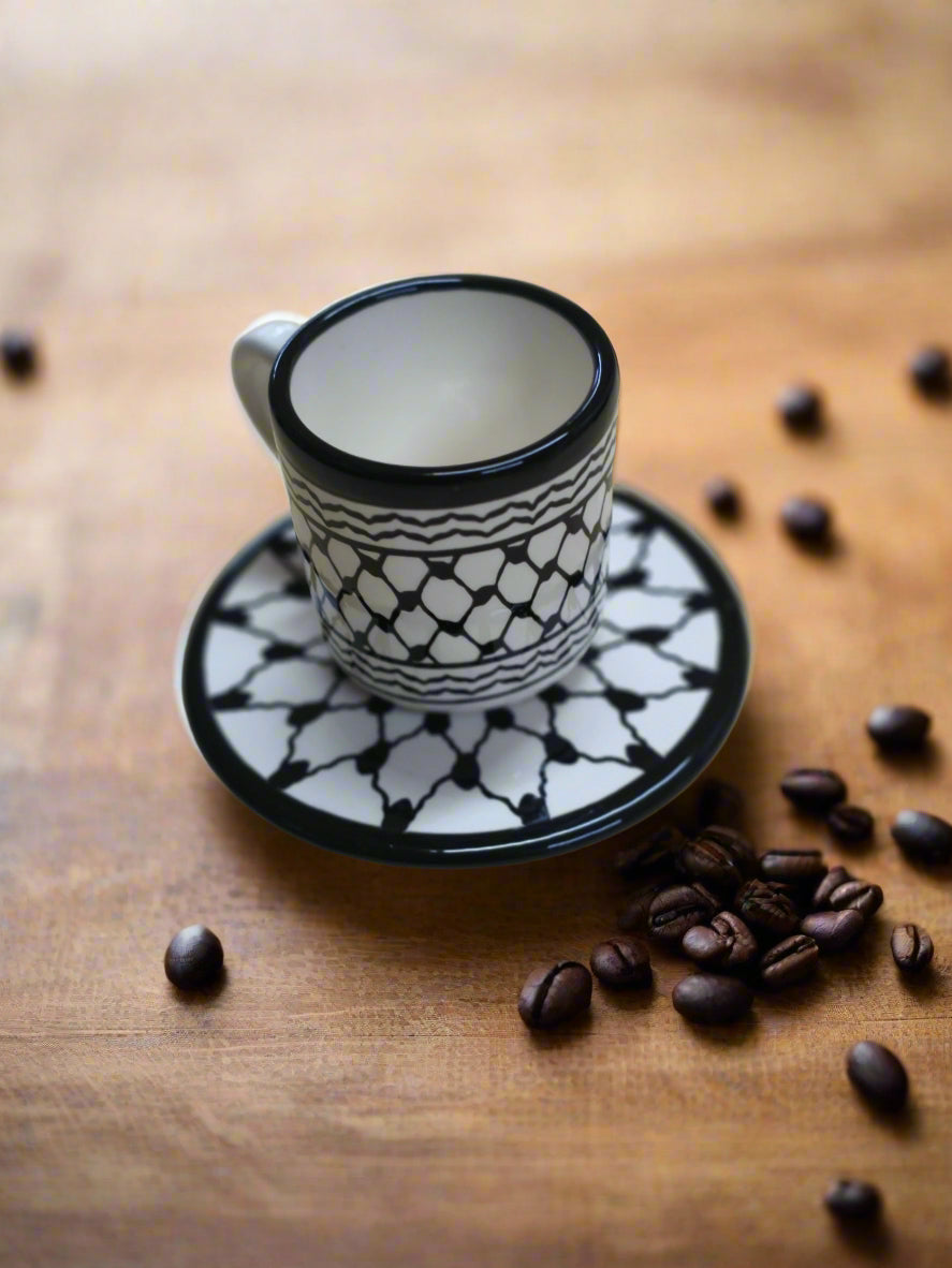 Espresso Cup Handcrafted Ceramic Palestine Kuffiyeh Coffee Mug