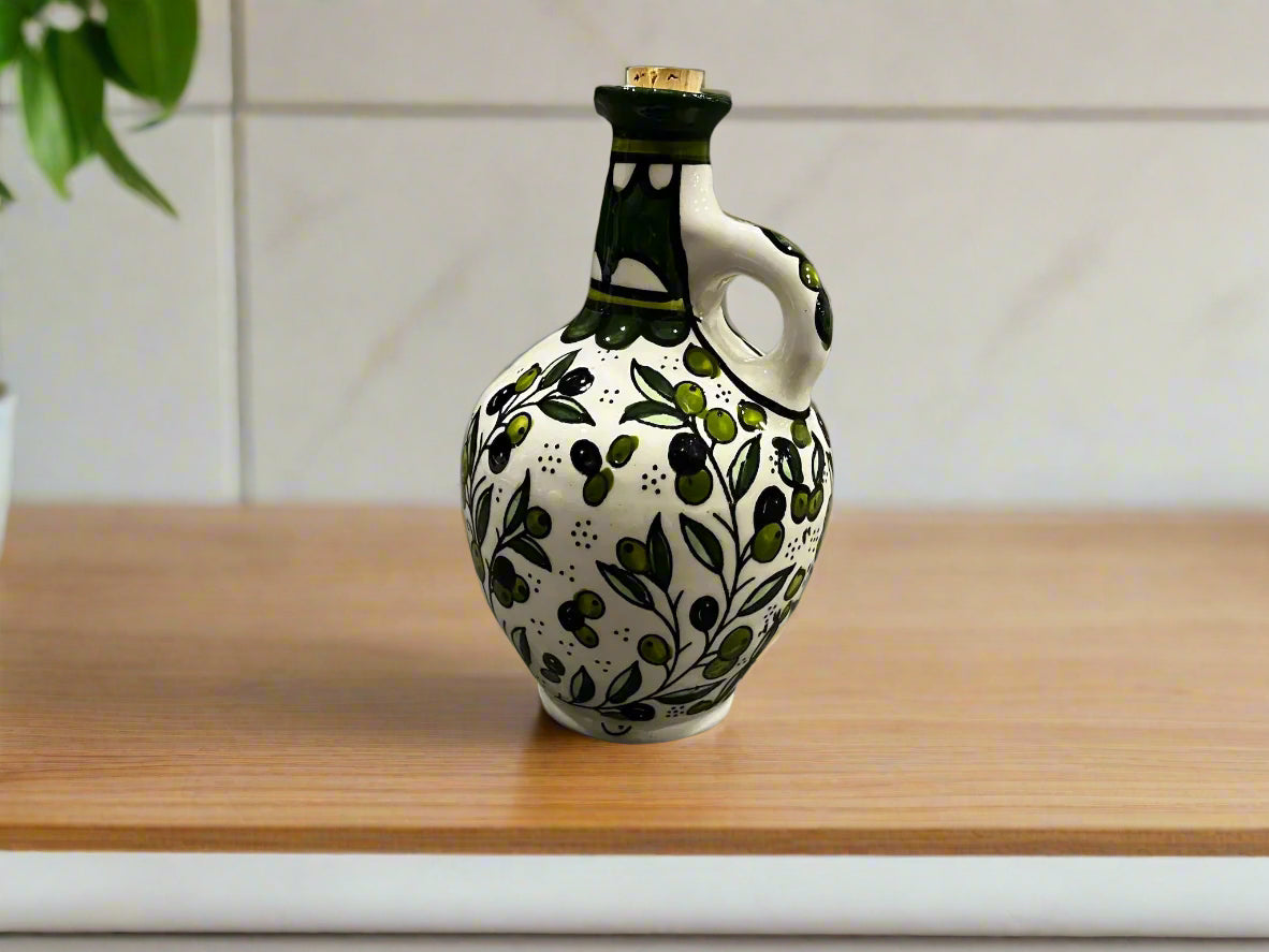 Green Olive Pattern Oil Decanter Palestinian (2)