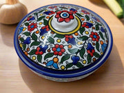 Hand-Painted Floral Ceramic Lidded Bowl