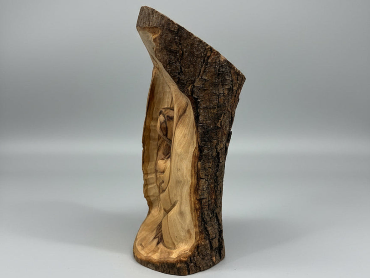 Hand-carved olive wood Holy Family figurine