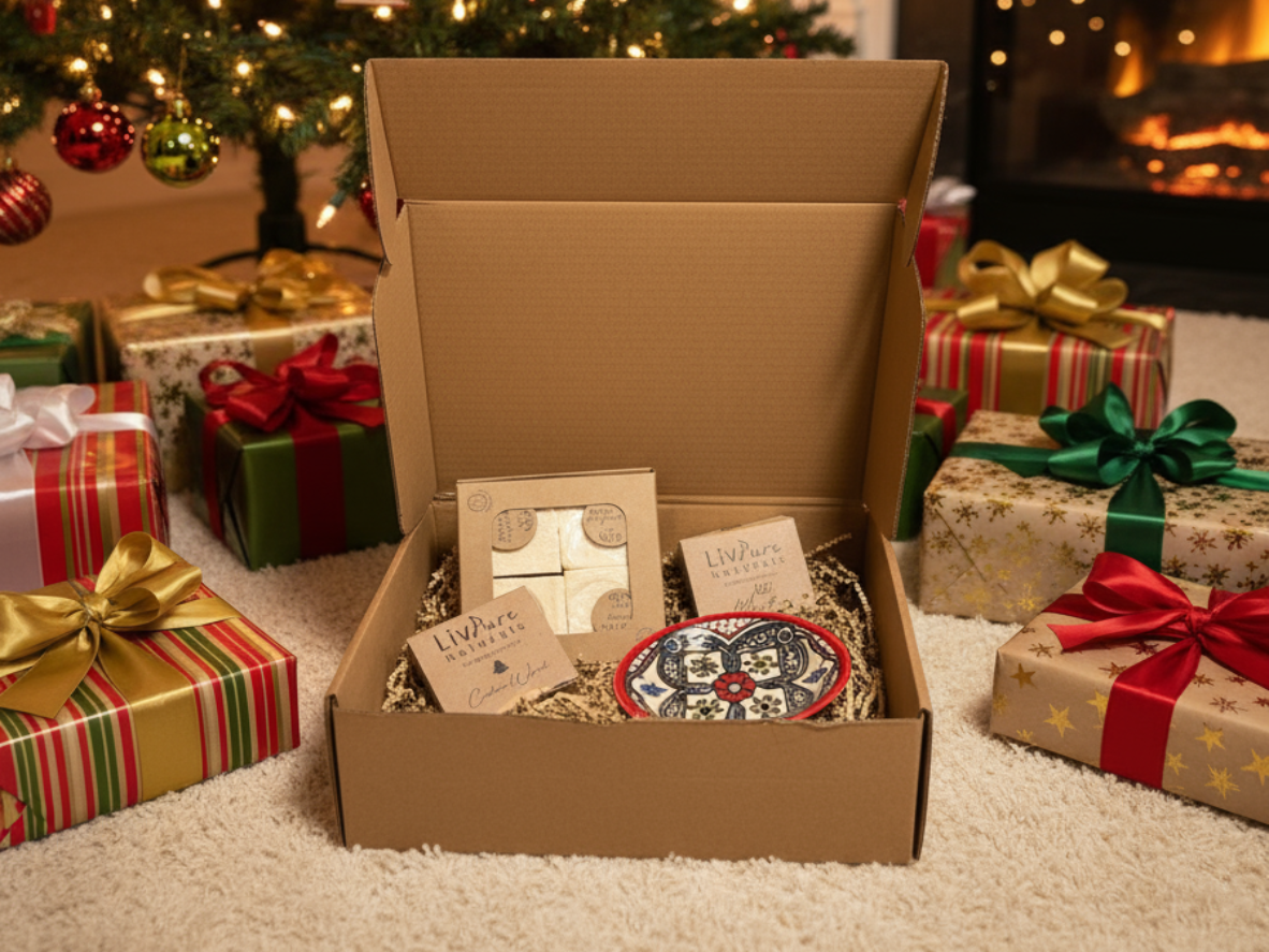 Handmade Olive Oil Soap and Ceramic Soap Dish Gift Box