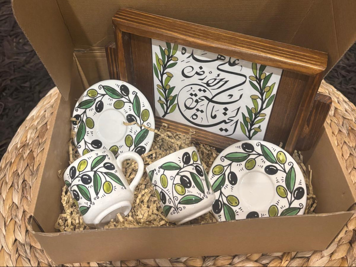 Handmade olive design ceramic from Palestine perfect for christmas gift or housewarming gift