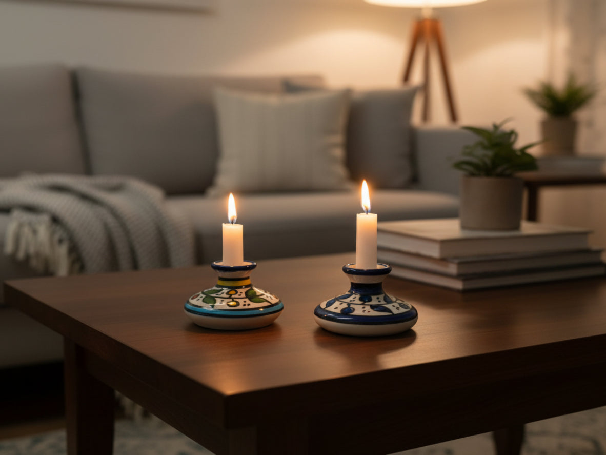 Handmade Palestinian Ceramic Mini Candle Holder