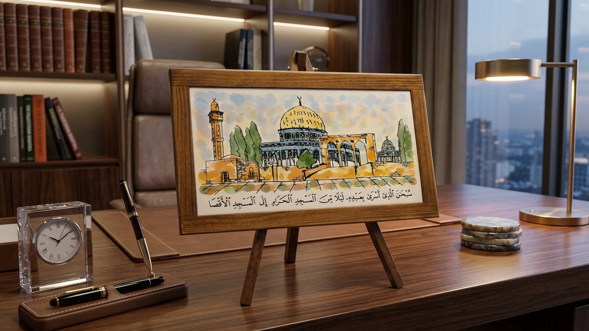 Ceramic plate on a wooden frame hand made Palestine