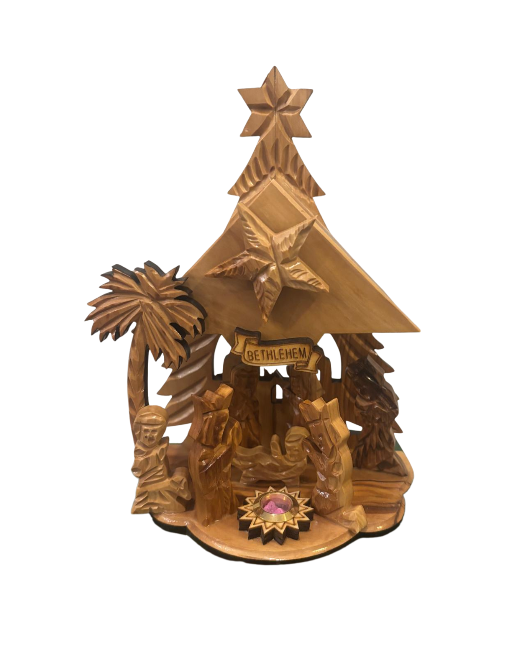 Holy Land Olive Wood Hand Made Nativity Scene with Music Box Holiday Gift Christmas Gift