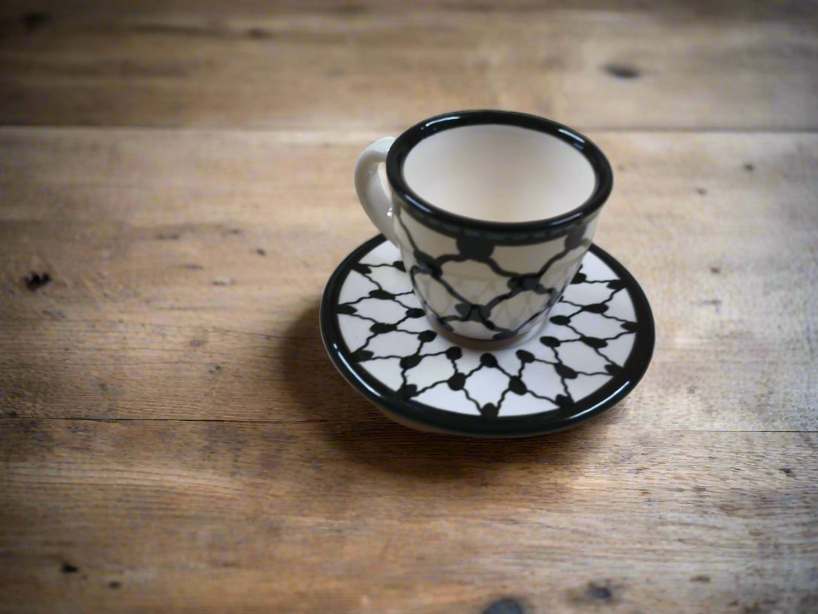 Espresso Cup Handcrafted Ceramic Palestine Kuffiyeh Coffee Mug