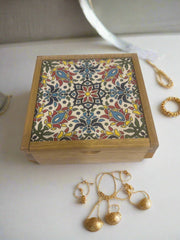 Handcrafted Ceramic & Wood Jewelry Box – 6" Keepsake Storage