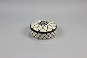 Handmade Ceramic Lidded Bowl | Palestinian Pottery, Food-Safe, Kuffieyeh Design