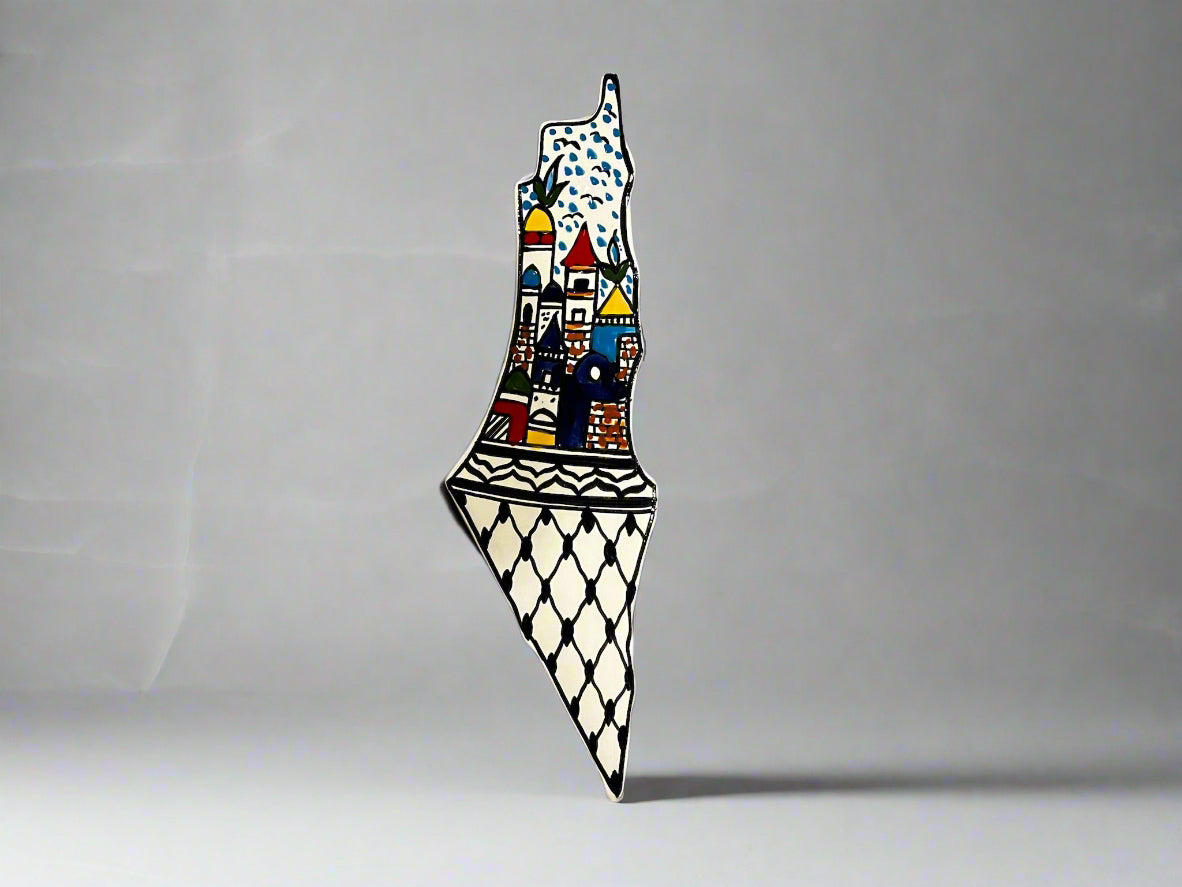 Kuffieyeh and Old City Ceramic Map of Palestine