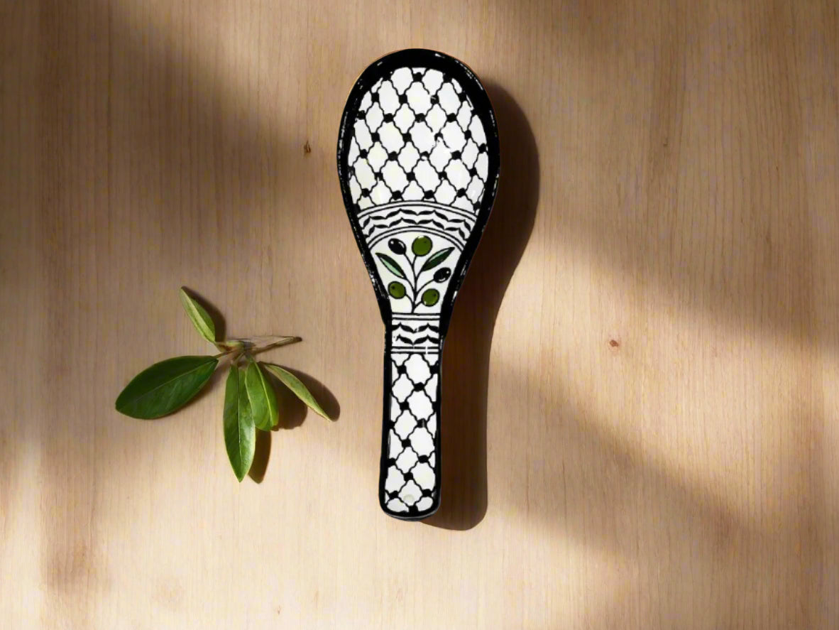 Large Ceramic Utensils Rest Kuffieyeh  and Olive design 