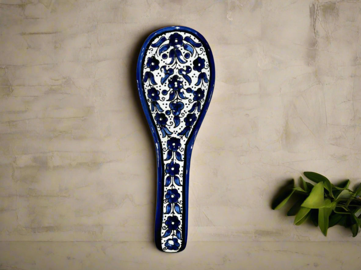 Large Ceramic Utensils Rest Royal Blue design 