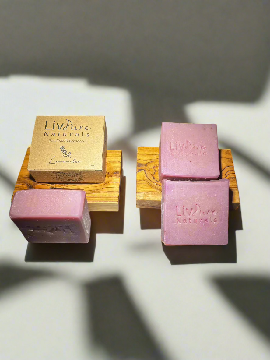 Handmade natural lavender soap bar from Livpurenaturals