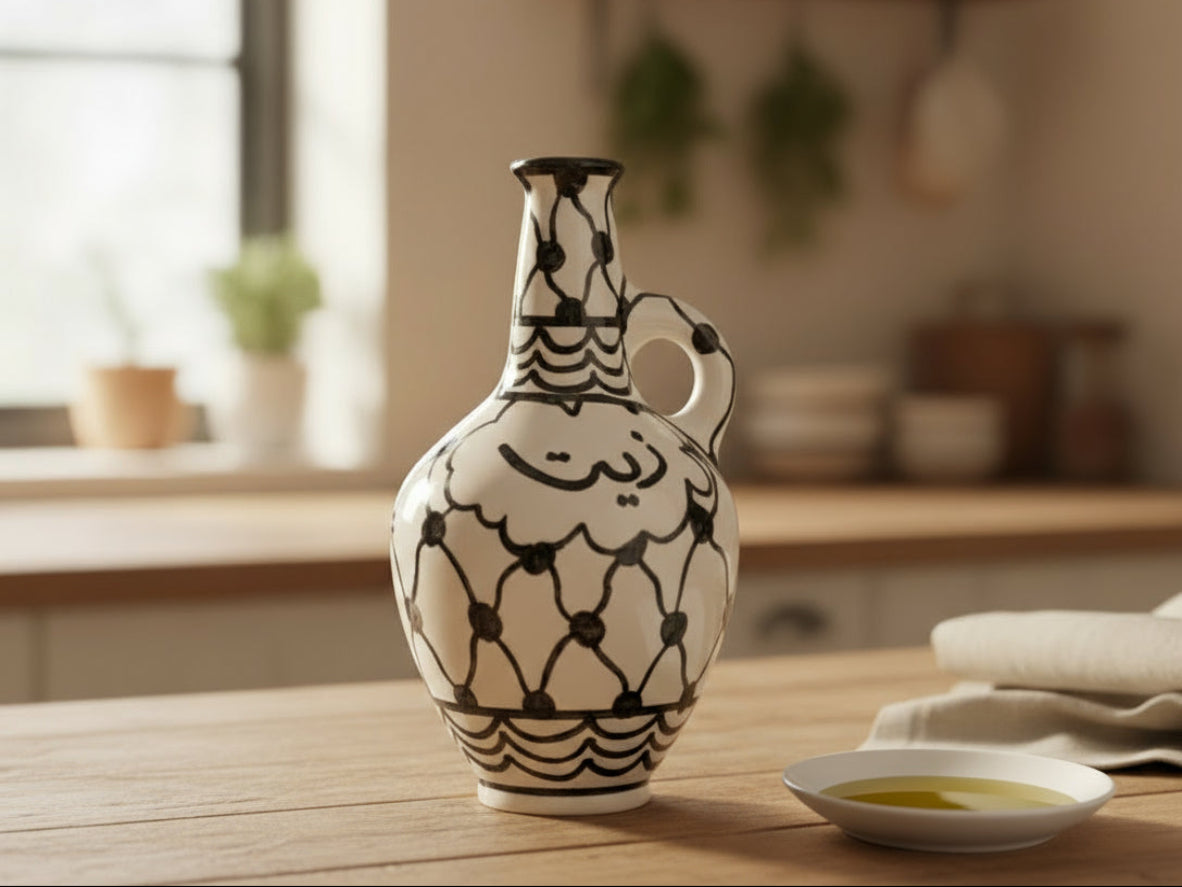 Handmade Oil Dispenser Ceramic Jug Made in Palestine