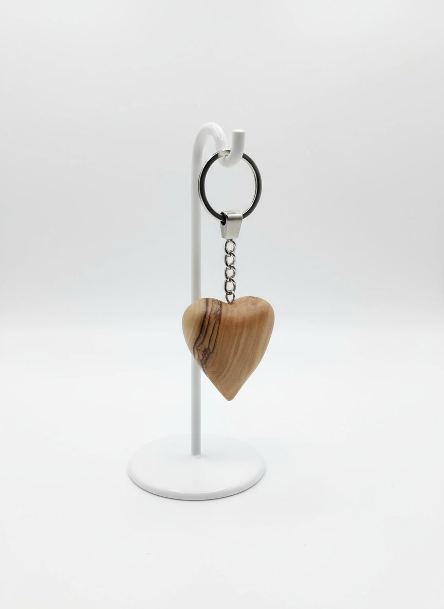 Olive-Wood-Love-Heart-Key-Ring-Gift-handmade