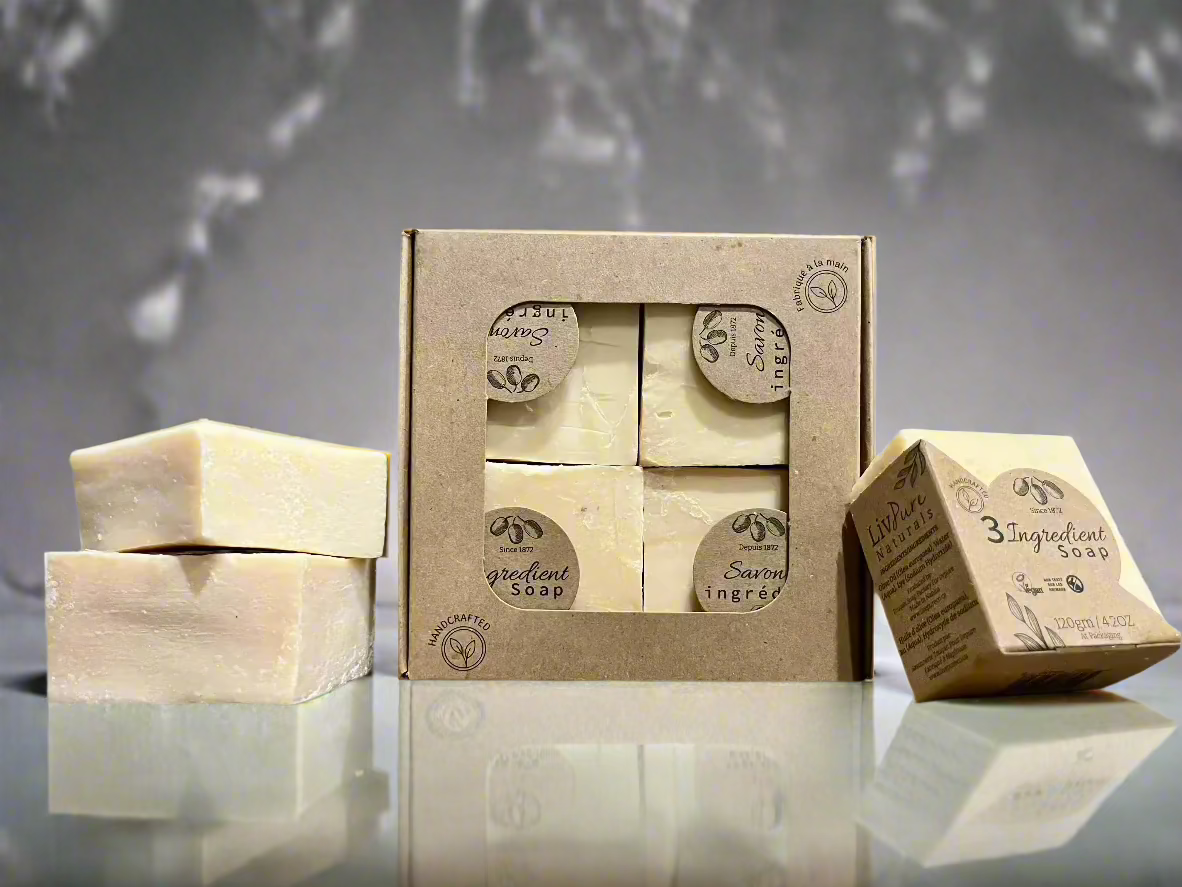 Eco-friendly packaged olive oil soap bar, handmade for nourishing skincare