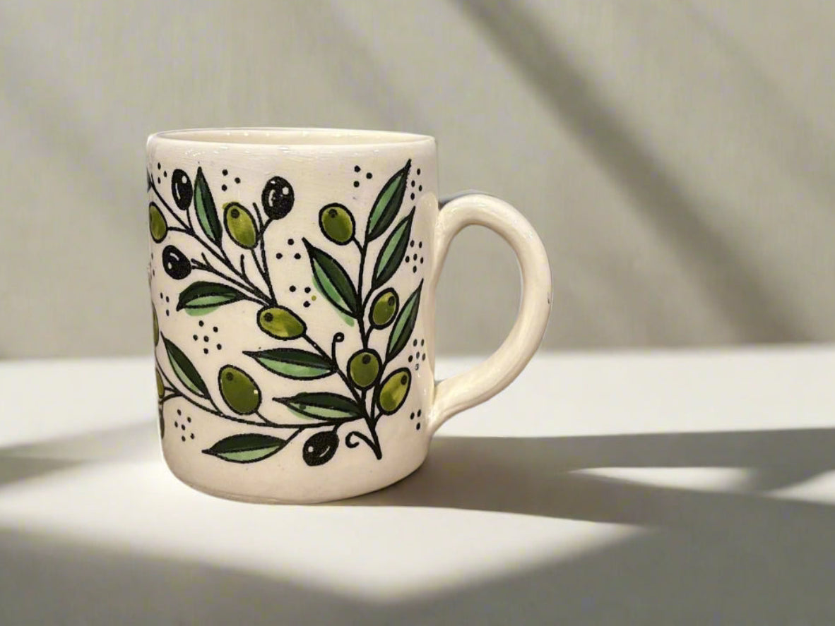 Handmade Ceramic Mug made in Palestine Olive Harmony 16 oz Mug
