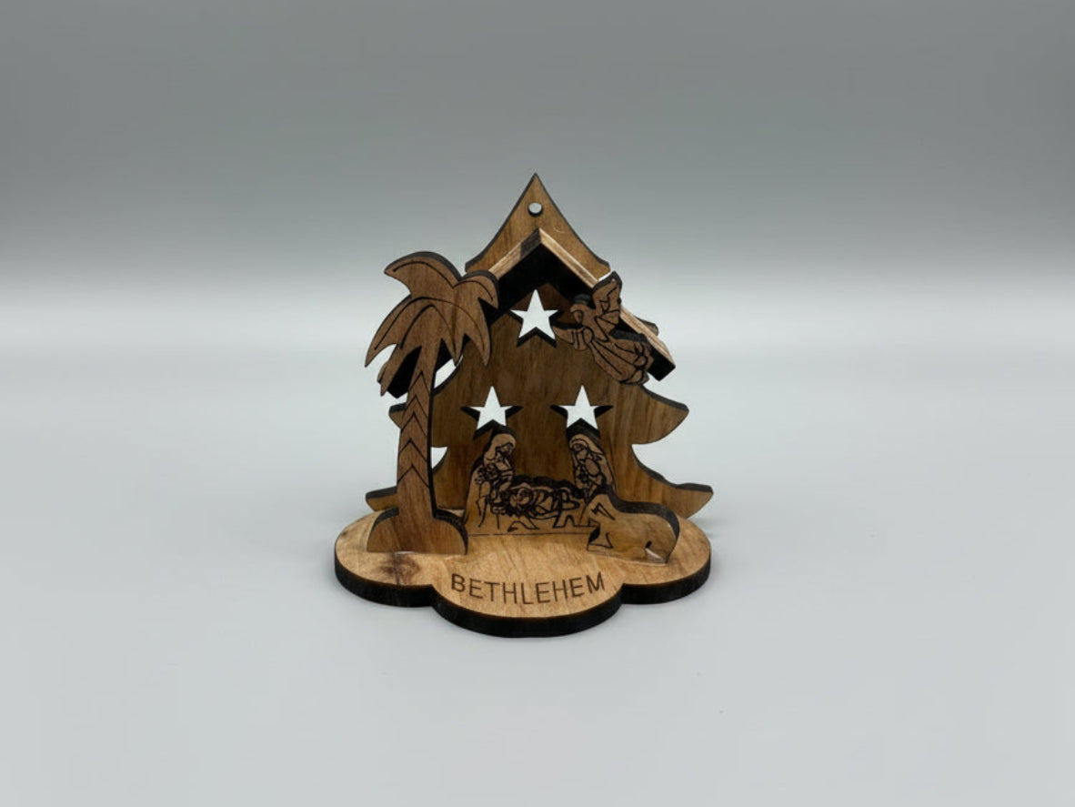 Olive Wood Nativity Scene from Bethlehem | Holy Family Miniature | Handcrafted Holy Land Christmas Decor | Wooden Nativity Display