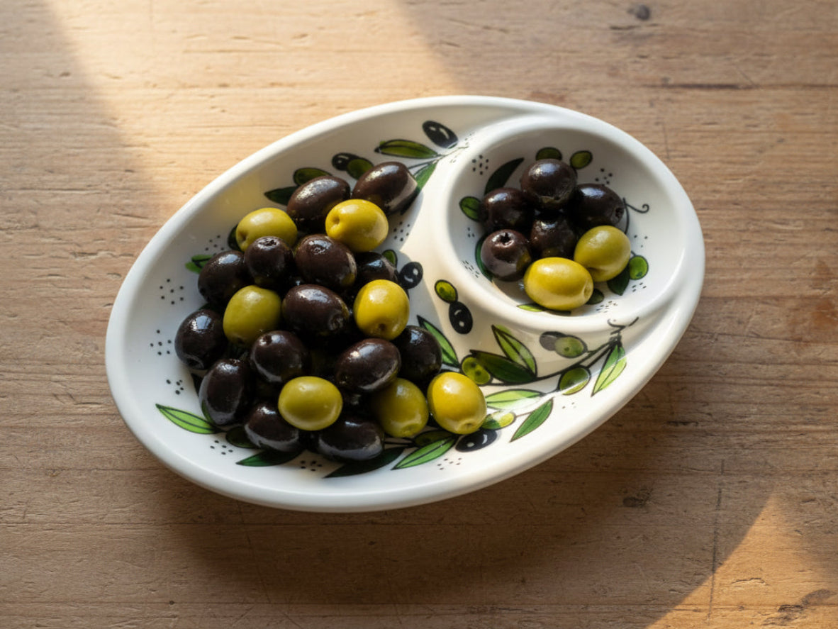 Handmade ceramic olives plate
