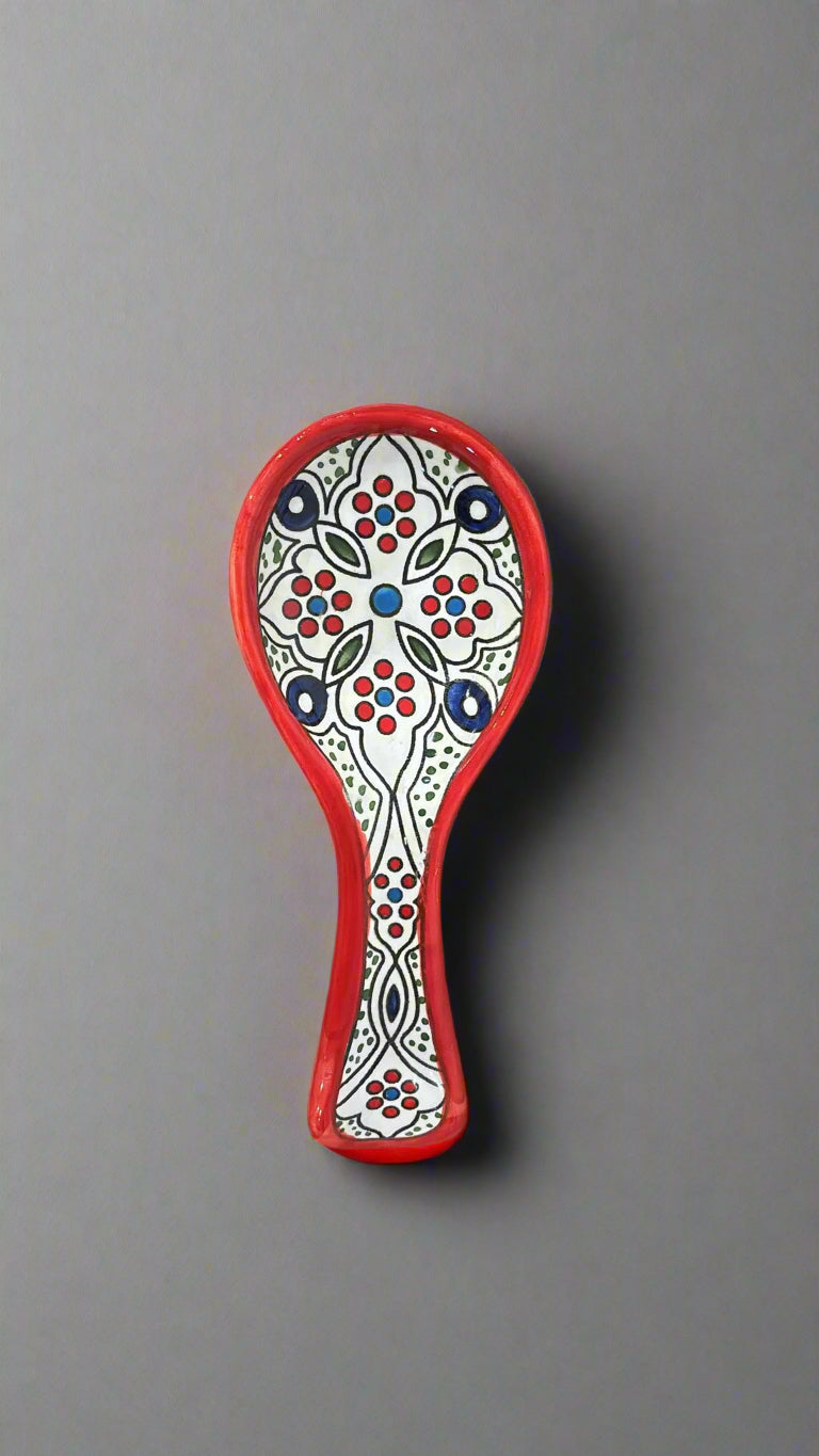 Red and White Small Spoon Rest