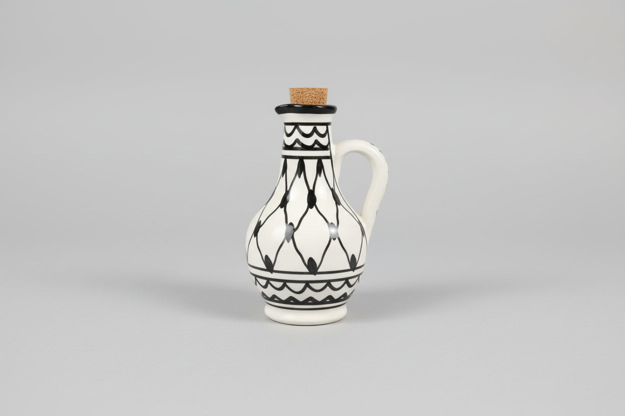 Ceramic Oil Decanter – "زيت" (Oil) in Arabic | With Cork Lid | Village Pattern