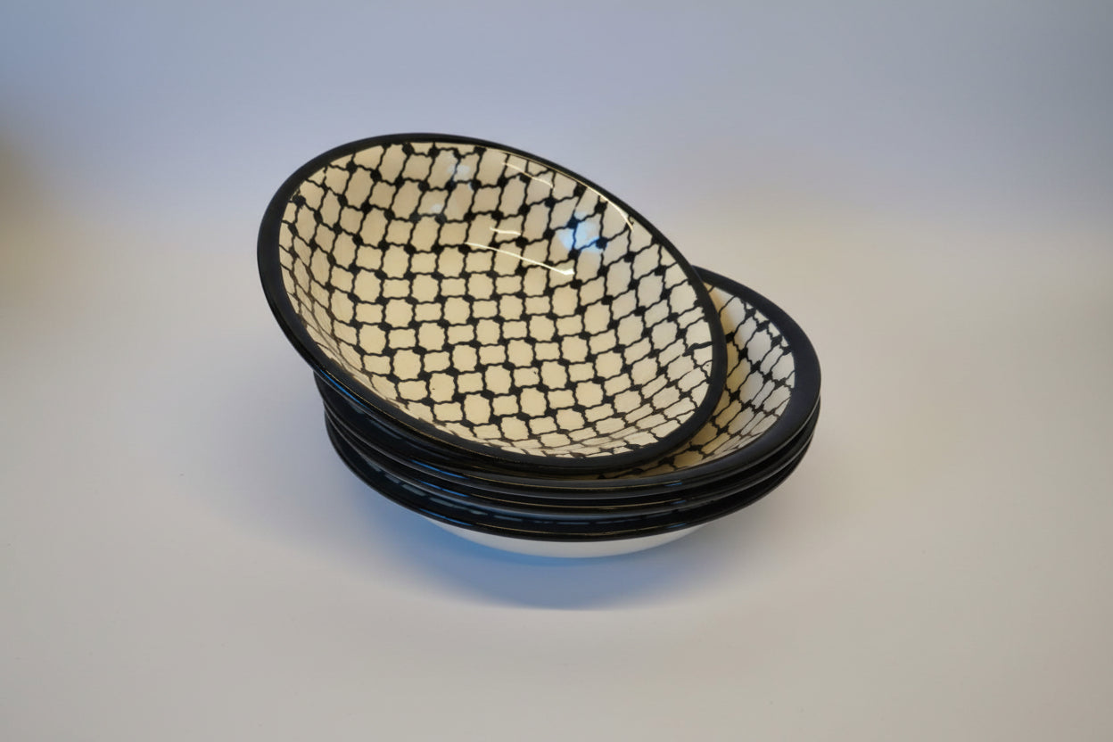 Handmade Hebron Large Ceramic Serving Bowl | Palestinian Pottery, Food-Safe, Kuffieyeh Design
