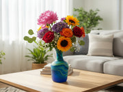 Decorative vase with blue and green handmade in hebron Palestine