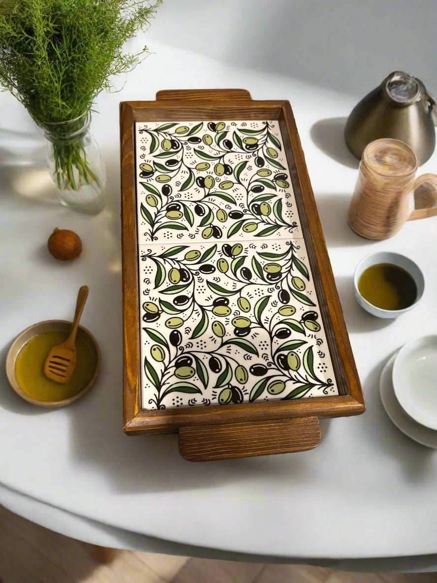 Serving Board (Tray) - Rectangle - Ceramic and Wood