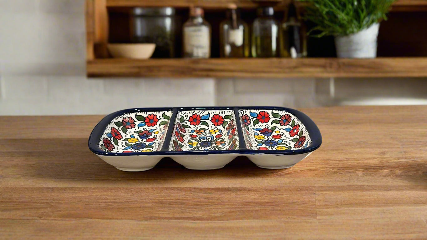 Three-sectioned Ceramic Plate