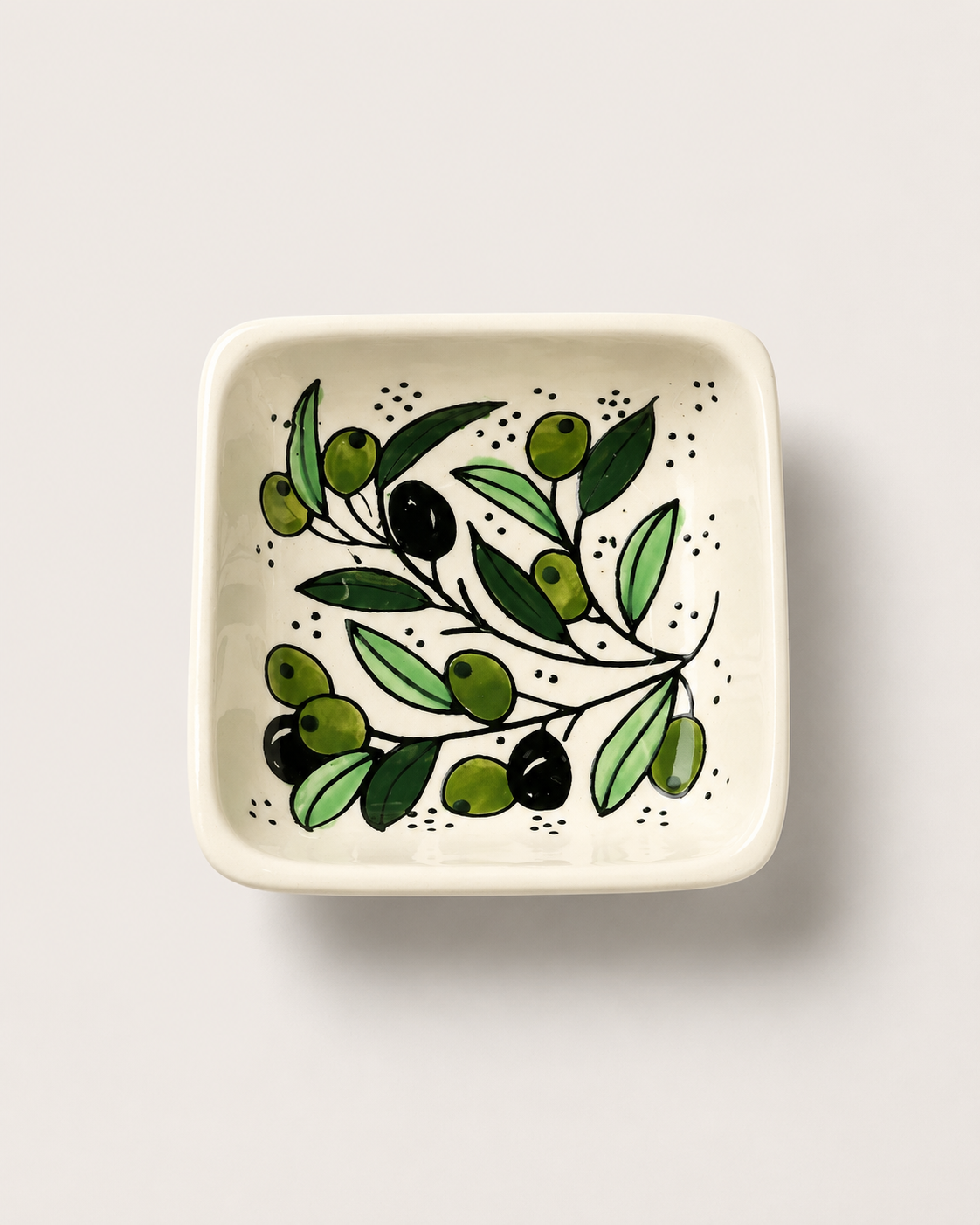Palestinian Hand-Painted  Hand-Made Ceramic Square Bowl