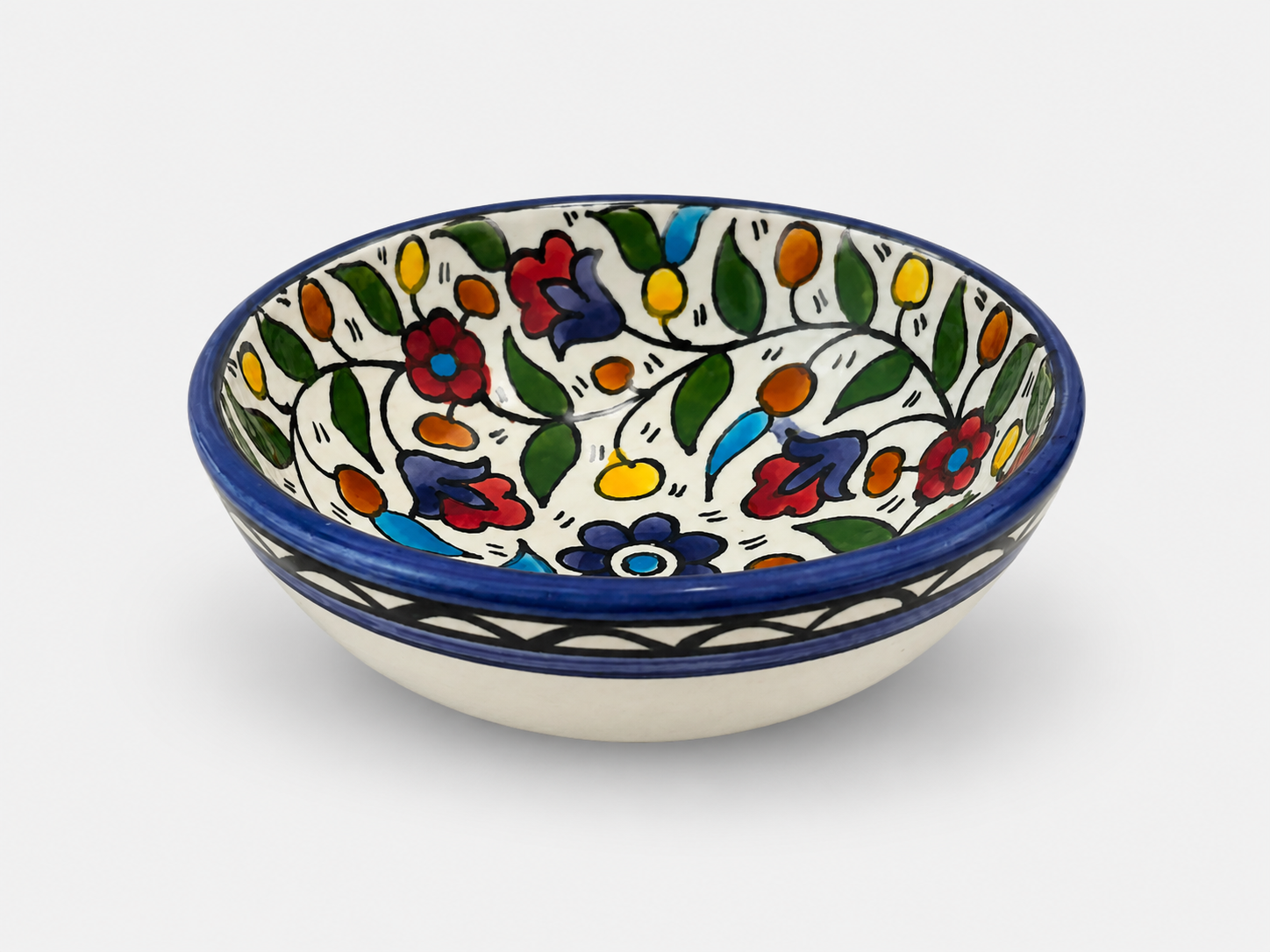 Handmade Hebron Ceramic Serving Bowl | Palestinian Pottery, Food-Safe , Hand-Painted Design