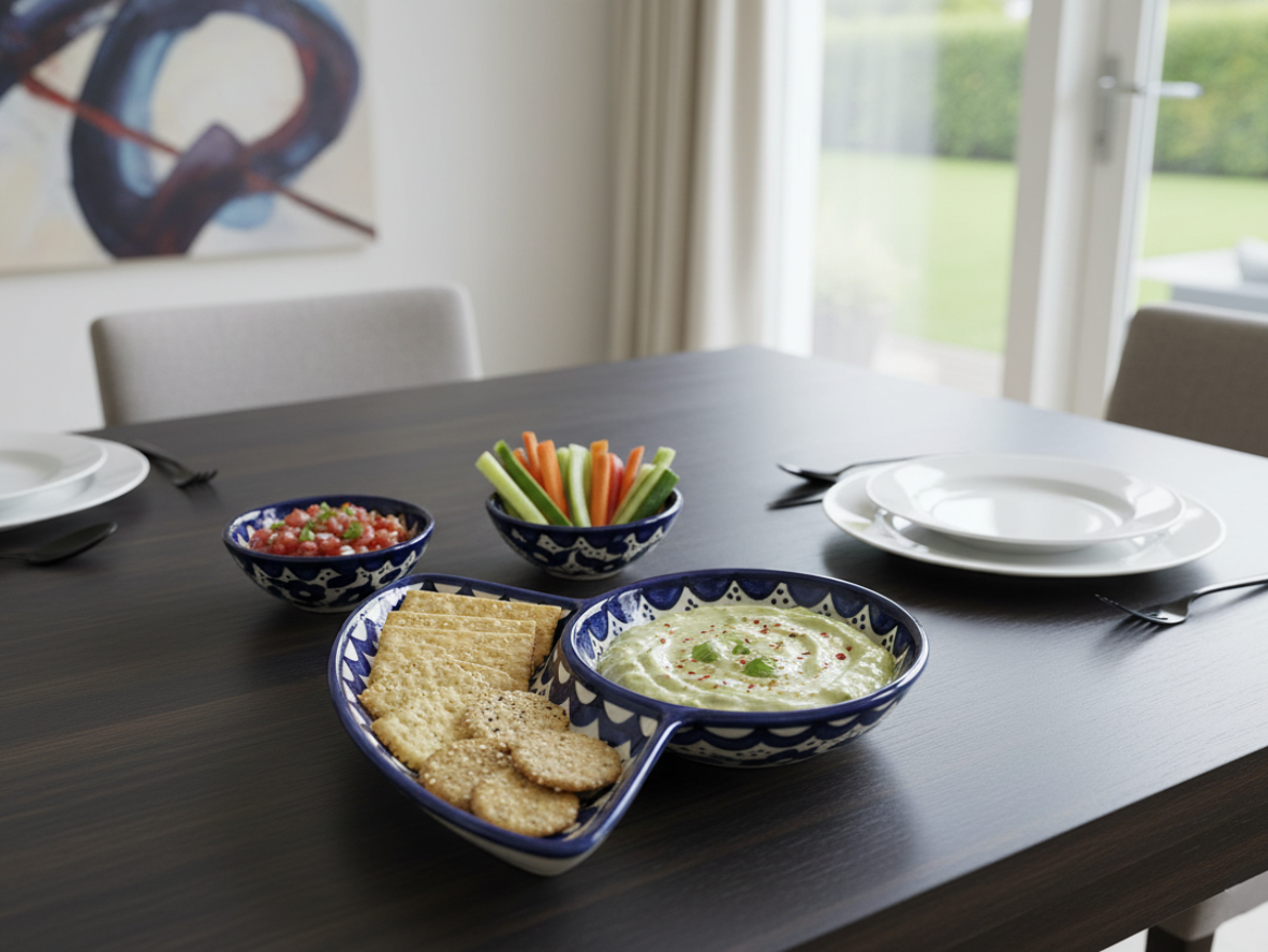 Handmade ceramic appetizer plate art shape made in palestine