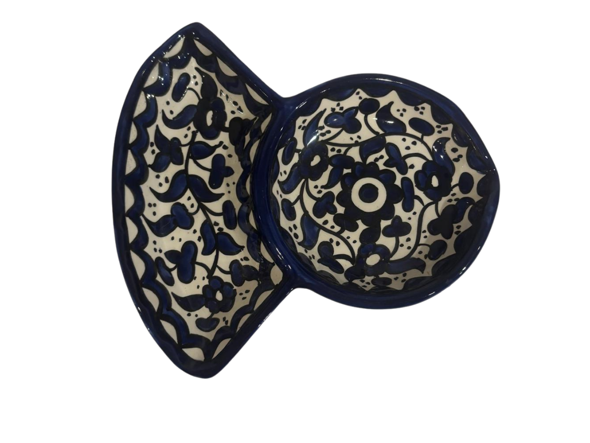 Handmade ceramic appetizer plate art shape made in palestine