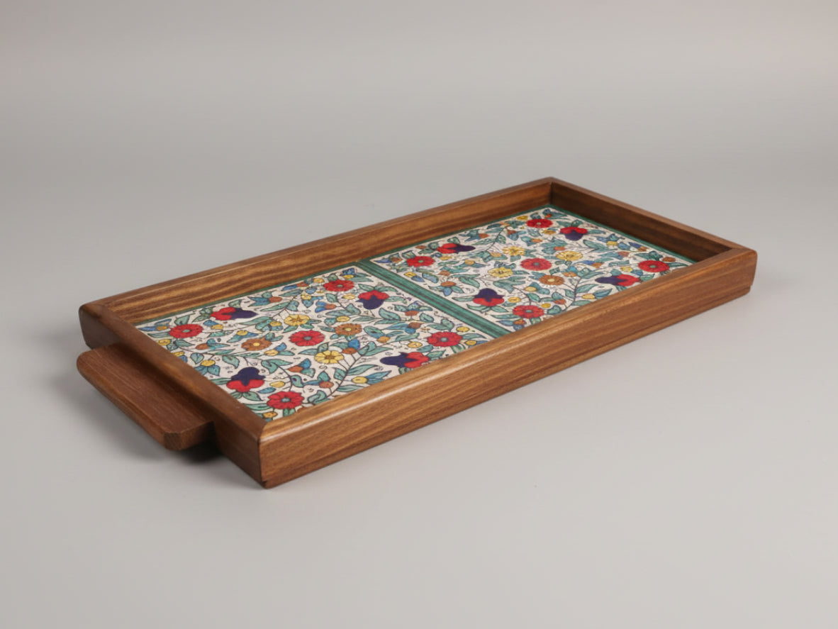 Handmade ceramic wooden tray made in Palestine Hebron