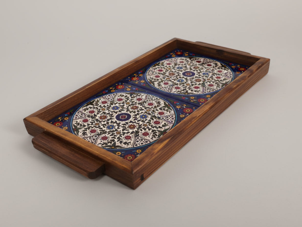 Handmade ceramic wooden tray made in Palestine Hebron
