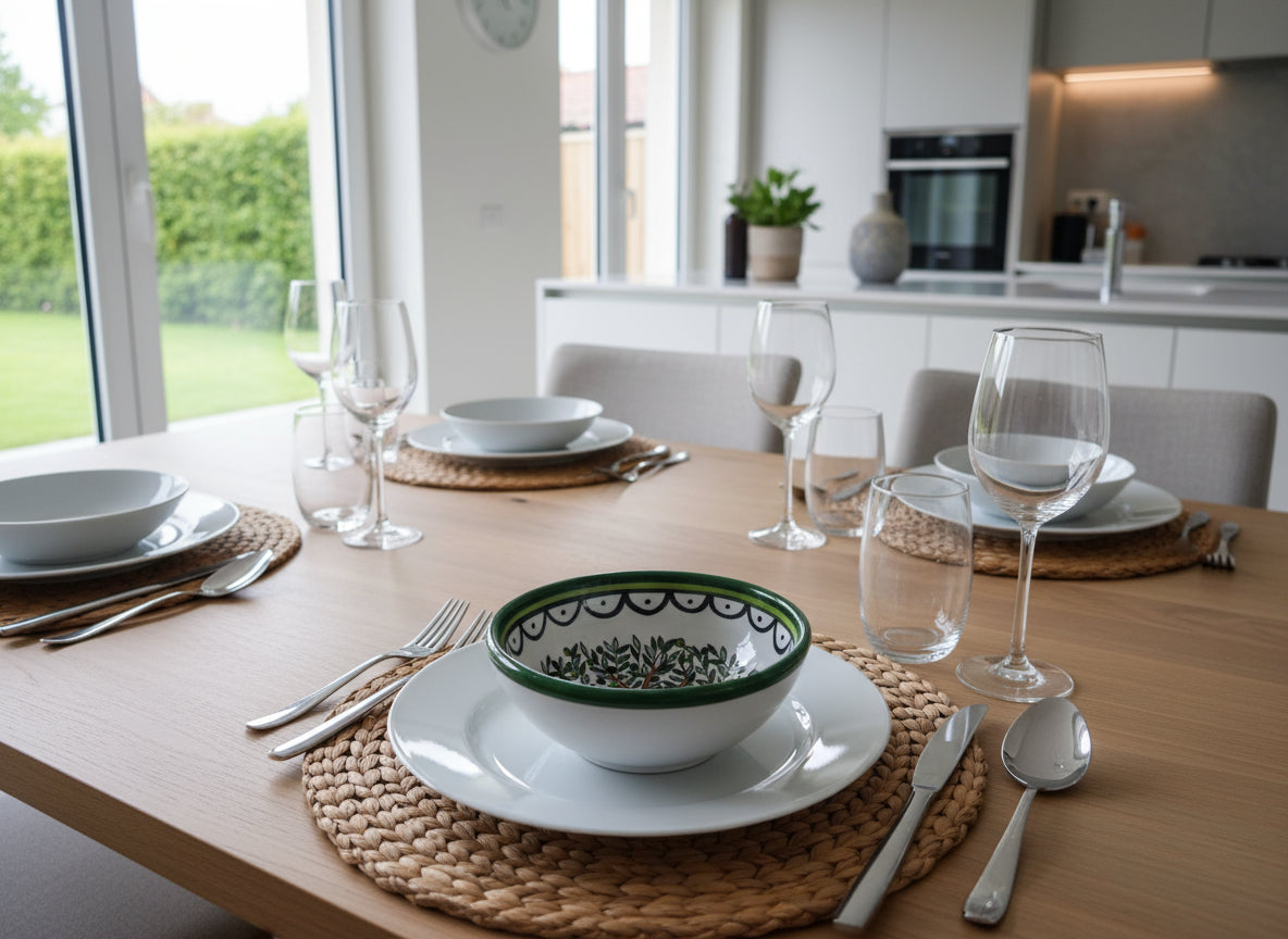 Handmade Hebron Ceramic Serving Bowl – Palestinian Pottery, Food-Safe , Hand-Painted Design