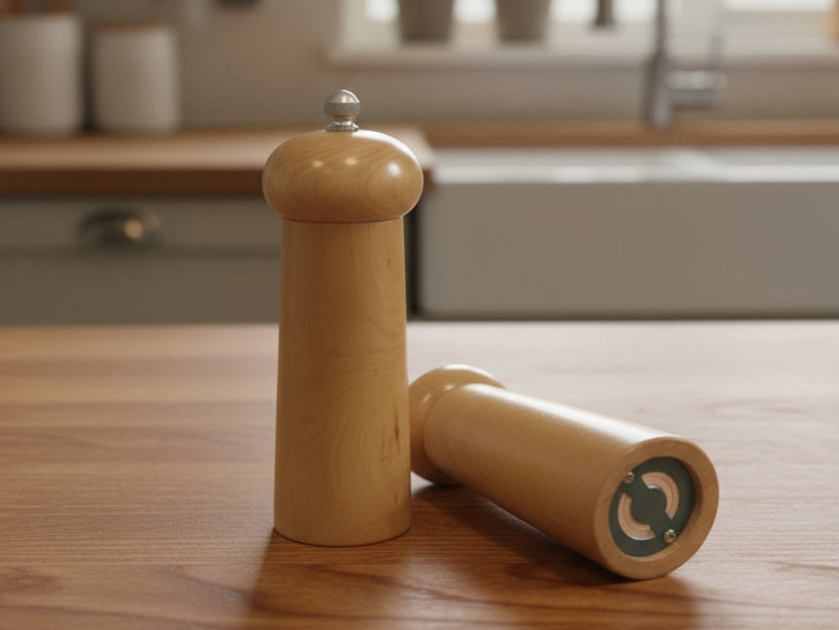 Olive wood hand made in Palestine salt and pepper grinder set