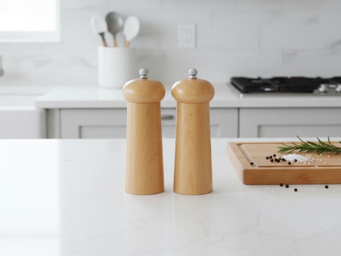 Olive wood hand made in Palestine salt and pepper grinder set