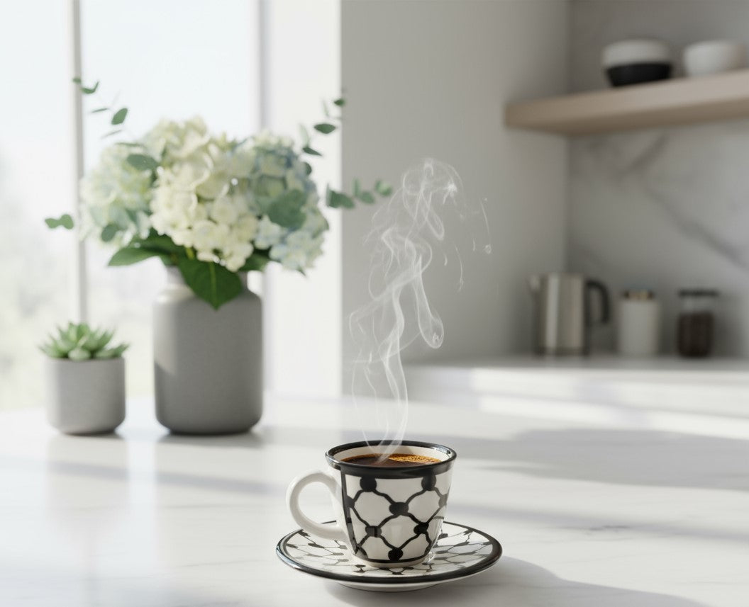 Espresso Cup Handcrafted Ceramic Palestine Kuffiyeh Coffee Mug