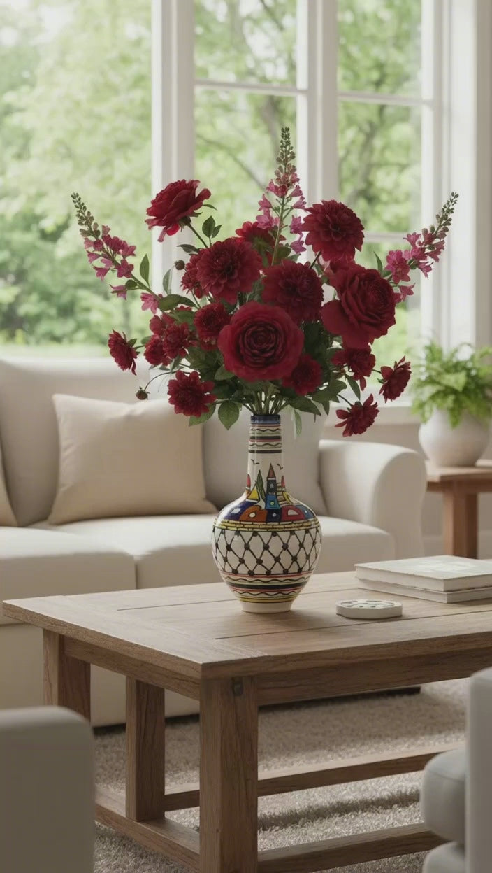 Load video: Vase Ceramic Handmade Palestine Unique home décor gift.